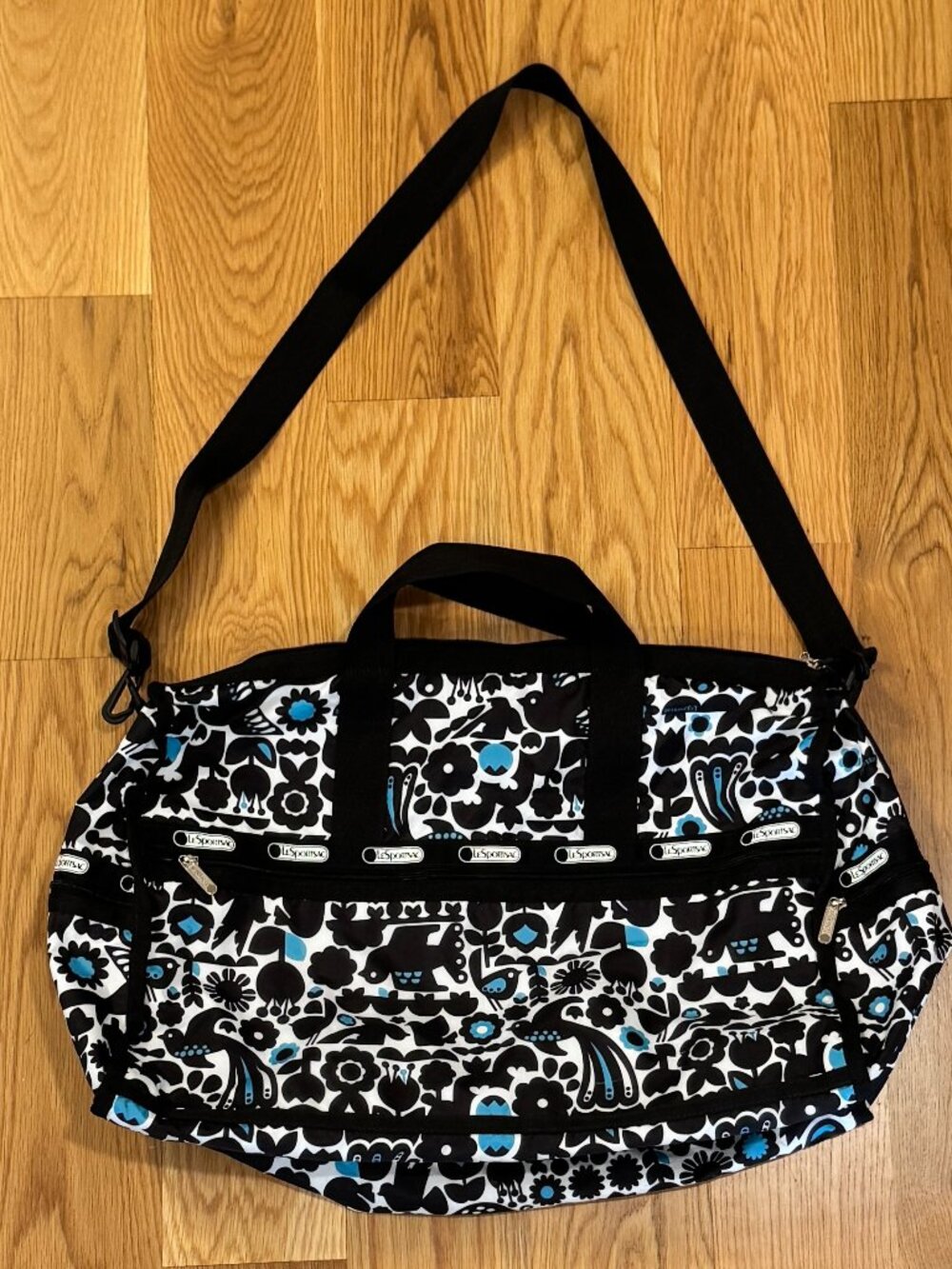 Vintage LeSportsac Large Weekender Travel Duffel – Bird & Floral Print